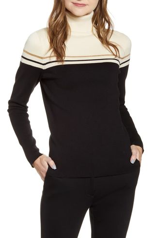 Anne Klein + Elbow Patch Turtleneck Sweater