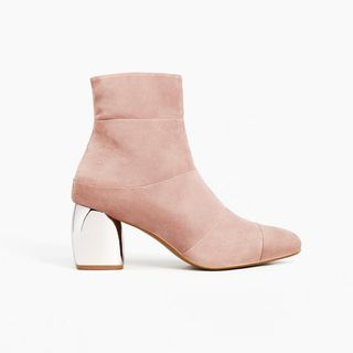 Mango + Mirror Heel Suede Ankle Boots