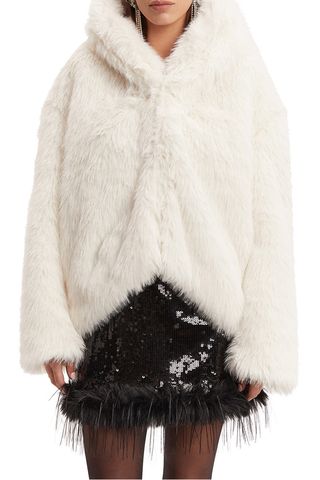 Bardot + Callan Hooded Faux Fur Jacket