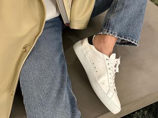 Cute white leather sneakers online