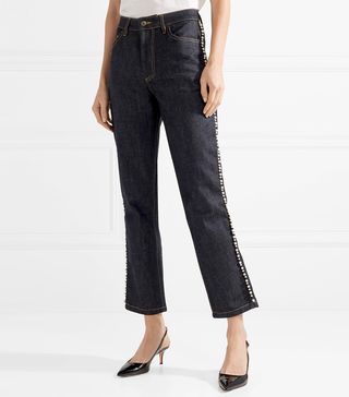 Paul & Joe + Ontario Cropped Embellished High-Rise Straight-Leg Jeans