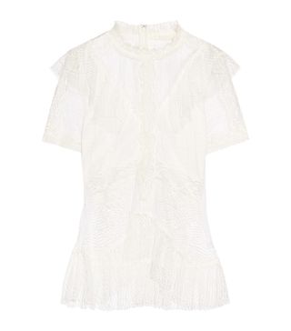 Jonathan Simkhai + Paneled Lace and Tulle Blouse