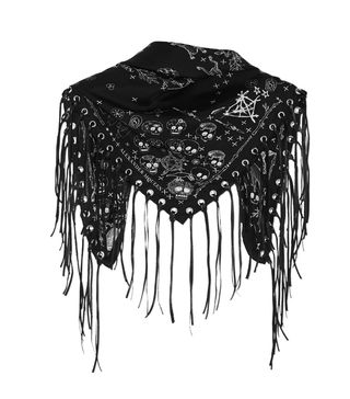 Alexander McQueen + Leather-Trimmed Printed Silk-Twill Scarf