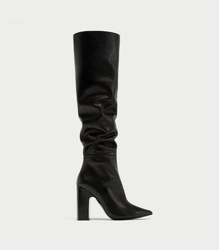 Zara + Leather High Heel Boots with Leather