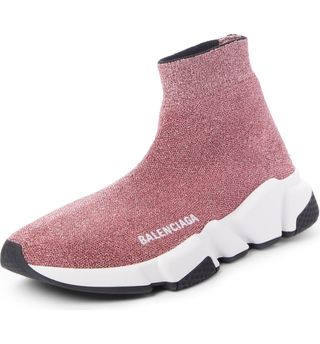Balenciaga + Mid Speed Metallic Sock Sneaker