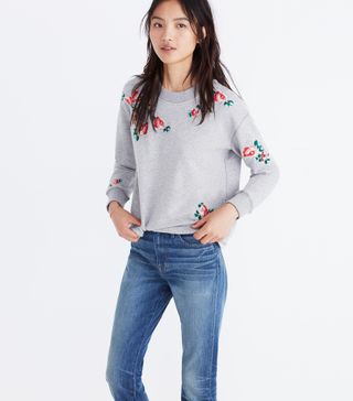 Madewell + Embroidered Cutoff Sweatshirt