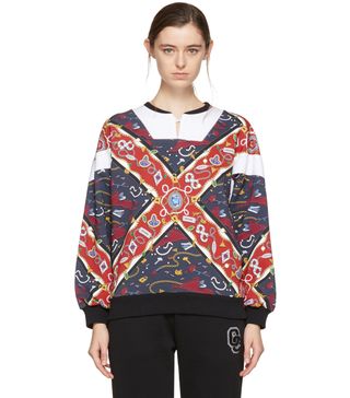 Opening Ceremony + Reversible Multicolor Sorority Scarf Sweatshirt