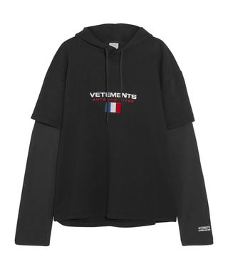 Vetements + Layered Embroidered Cotton-blend Jersey Hooded Top