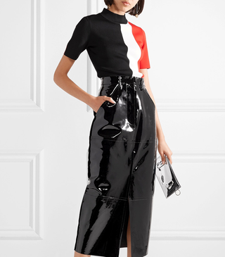 Solace London + Ida Patent-Leather Midi Skirt