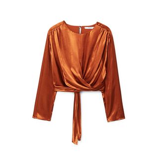 Mango + Satin Wrap Blouse