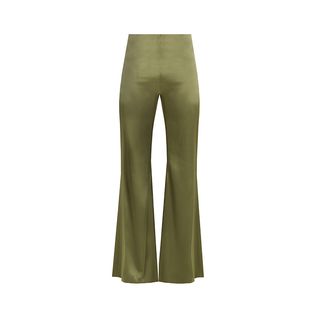 Galvan + High-Rise Flared Satin Trousers