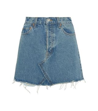 Re/Done + Originals Distressed Denim Mini Skirt