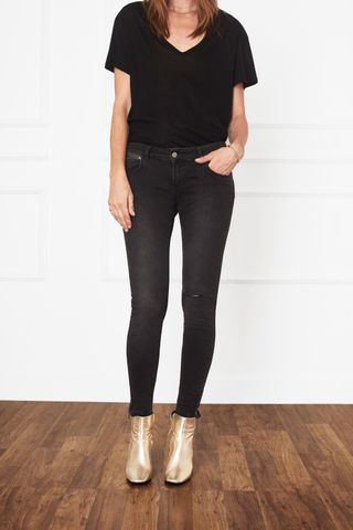 Anine Bing + Cropped Jeans with Zippers