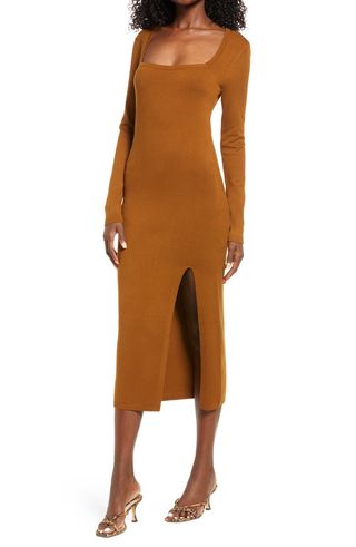 Open Edit + High Slit Midi Sweater Dress