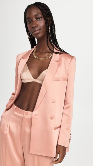 Lapointe + Doubleface Satin Double Breasted Blazer