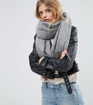 ASOS + Lambswool Oversized Scarf With Tassels