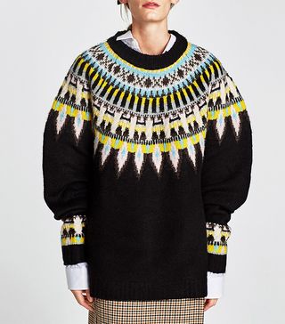 Zara + Oversized Jacquard Sweater Details