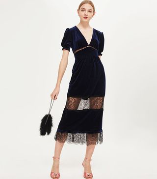 Topshop + Velvet Midi Dress