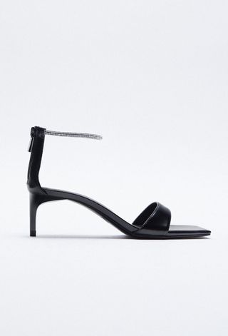 Zara + Sparkly Ankle Strap Heeled Sandals