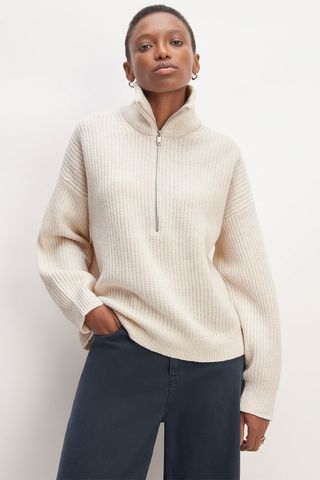Everlane + The Felted Merino Half-Zip Sweater