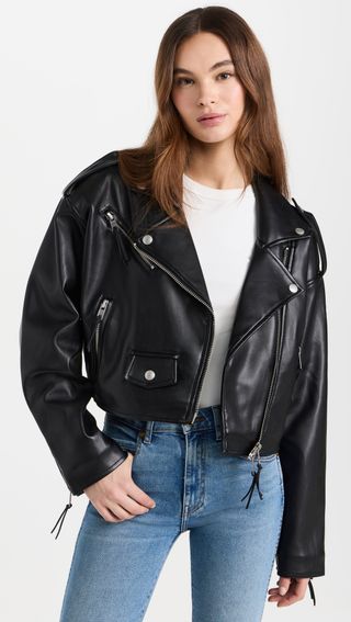 Good American + Crop Moto Jacket