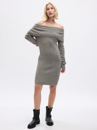 Gap + Off-Shoulder Mini Sweater Dress