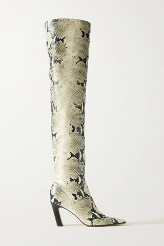Khaite + Marfa Snake-Effect Leather Over-the-Knee Boots