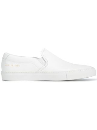 Common Projects + White Leather Slip-On Sneakers