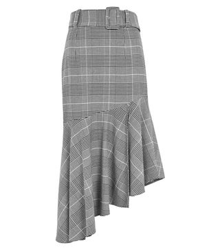 Topshop + Check Belted Asymmetric Midi Skirt