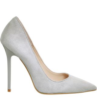 Office + Onto Point Court Heels Light Grey Suede