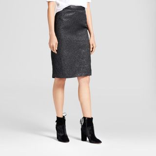 Who What Wear + Metallic Pencil Skirt