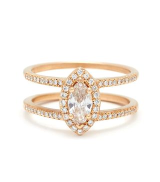 Anna Sheffield + Attelage Pavé Marquise Cut Ring in Yellow Gold and White Diamond