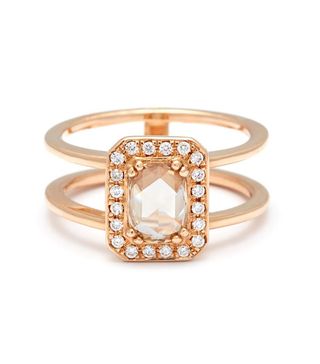 Anna Sheffield + Attelage Ring in Yellow Gold and Rose Cut Champagne Diamond