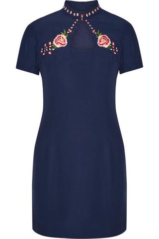 Staud + Amelie Embroidered Crepe de Chine Mini Dress