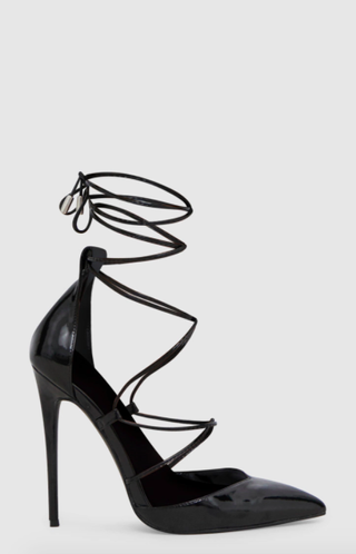 PrettyLittleThing + Black Pointed Patent Stiletto Heels
