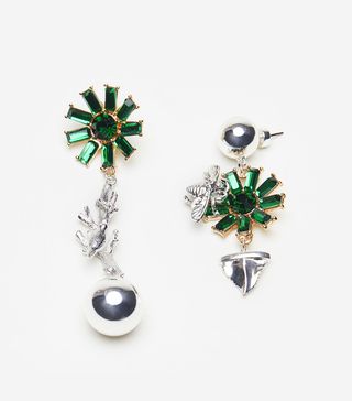 Finery + Lapford Mis-match Emerald Bee & Twig Earrings