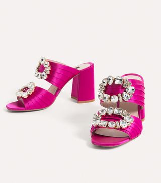 Uterqüe + Pink Satin Sandals