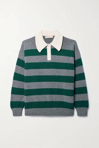 &Daughter + Edith Striped Wool Polo Sweater