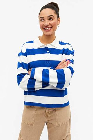 Monki + Blue Striped Rugby Shirt