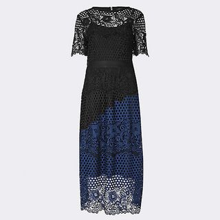 Marks 
Spencer + Lace Colour Block Midi Dress