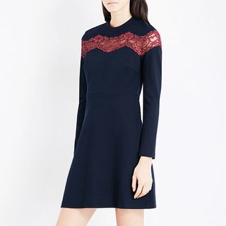 Sandro + Lace-Panel Jersey Dress