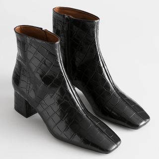 & Other Stories + Croc Embossed Leather Boots