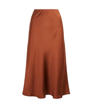 New Look + JDY Rust Satin Midi Skirt