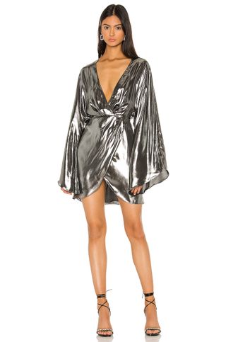 Michael Costello + Tiana Mini Dress in Silver