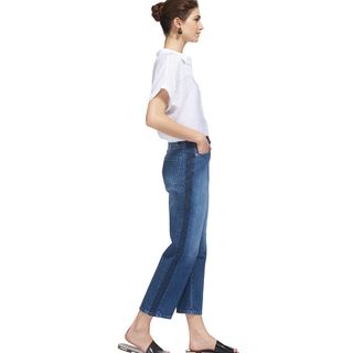 Whistles + Side Stripe Wide Leg Jean
