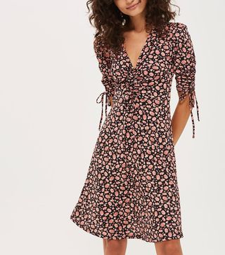 Topshop + Ditsy Ruched Front T-Shirt Dress