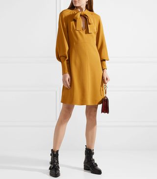 See by Chloé + Pussy-Bow Stretch-Crepe Dress