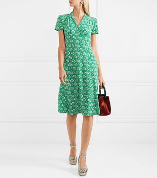 HVN + Morgan Floral-Print Silk Crepe de Chine Dress