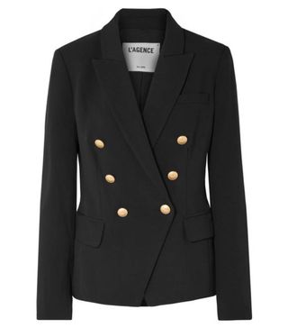 L' Agence + Kenzie Double-Breasted Crepe Blazer