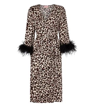 Kitri + Aurelie Leopard Print Feather Wrap Dress